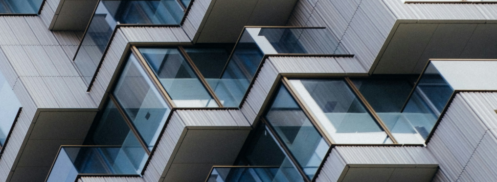 Abstract image of the windows on the Barbican in London